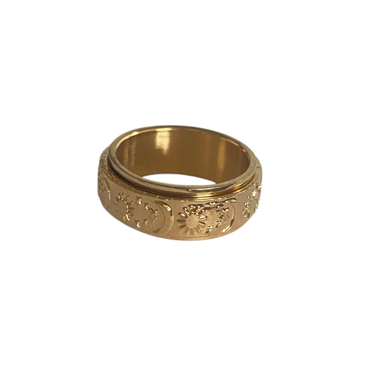 Gold Sun And Moon Fidget Ring