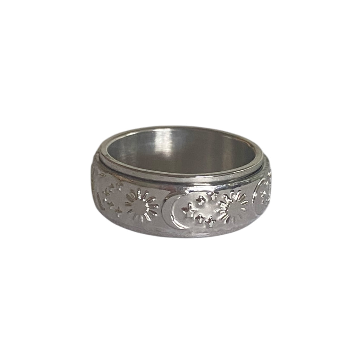 Silver Sun And Moon Fidget Ring