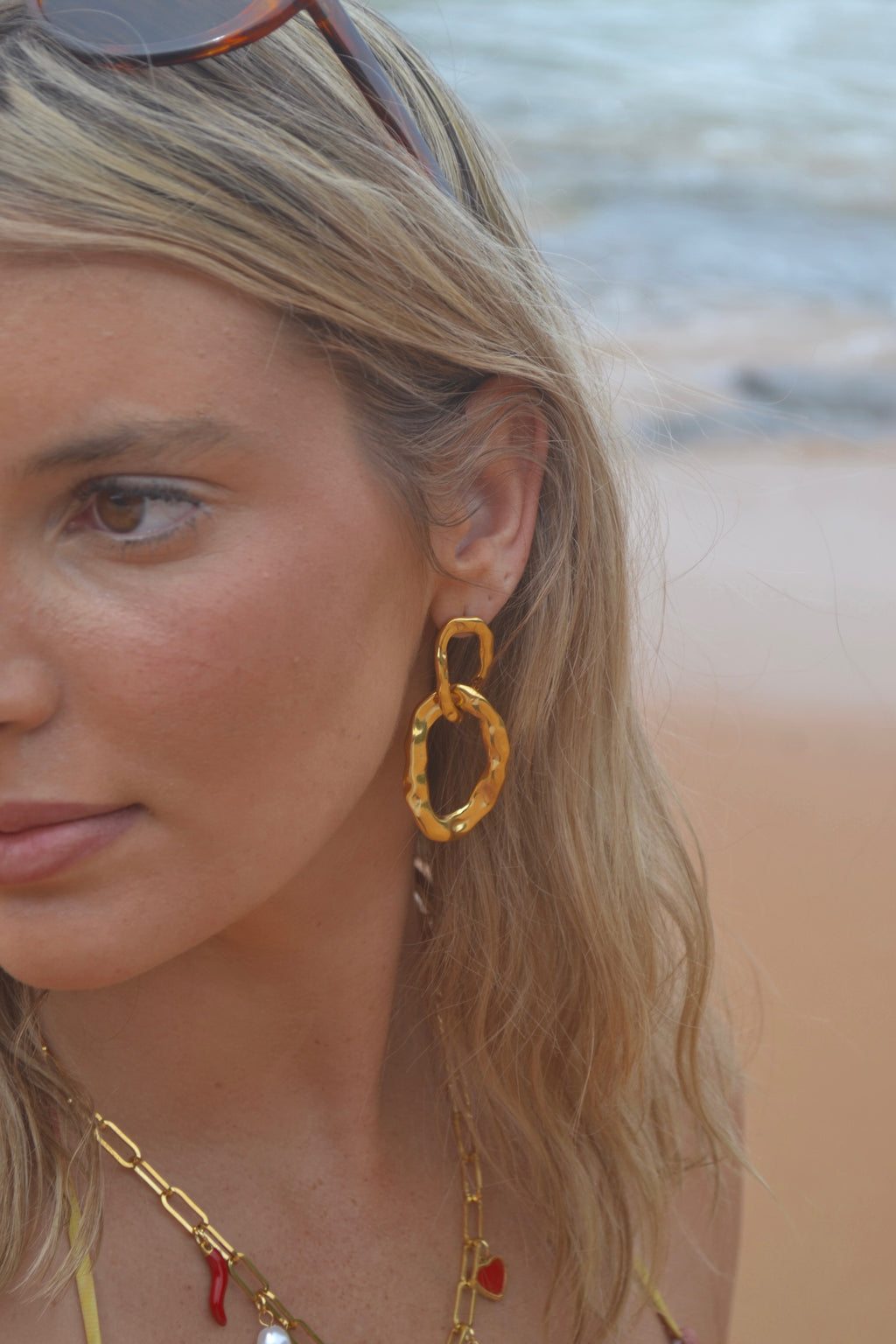 Hammered Oval Link Earrings