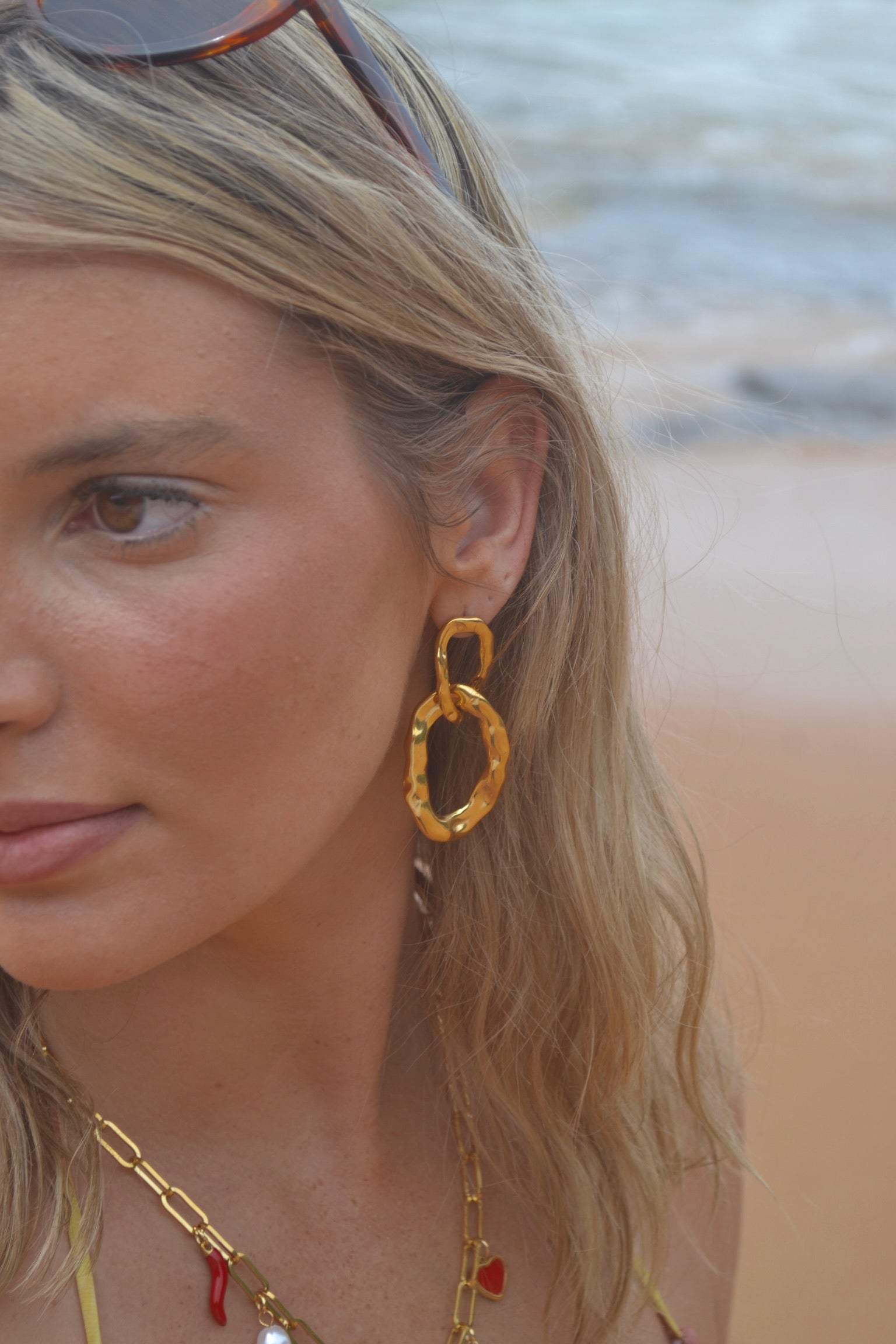 Hammered Oval Link Earrings