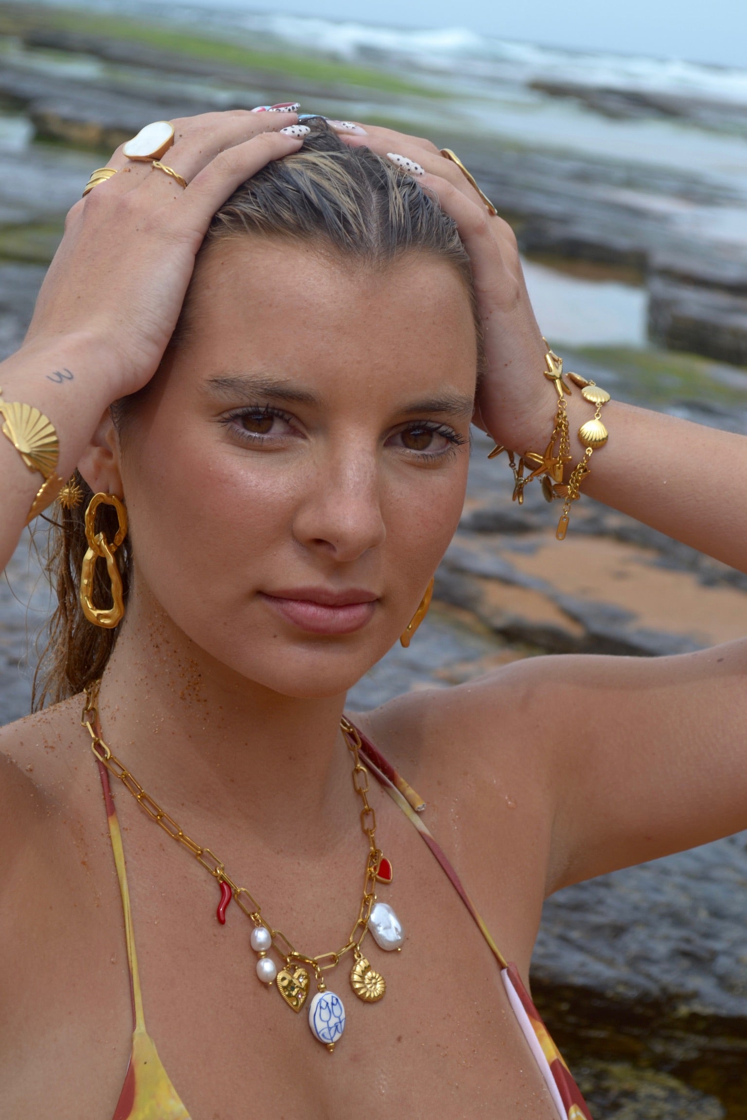 Hammered Oval Link Earrings