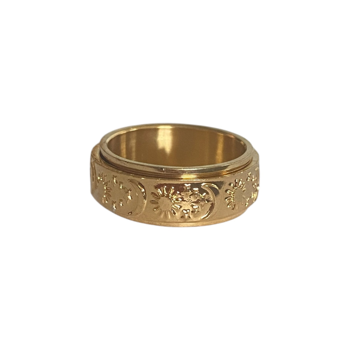 Gold Sun And Moon Fidget Ring