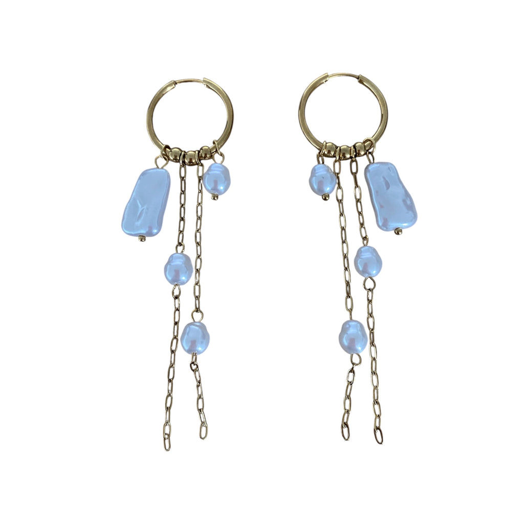 Nadia Pearl Earrings With Smaller Hoop