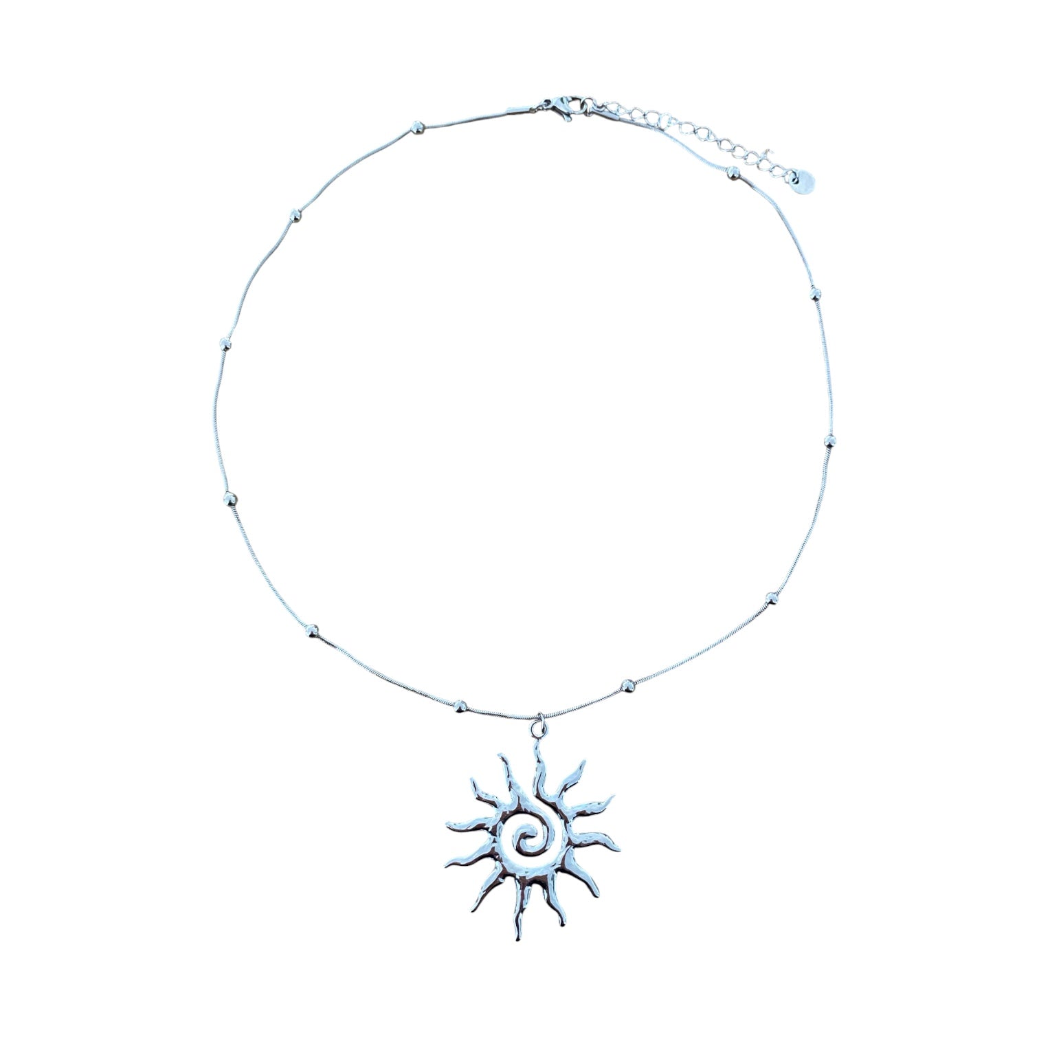 Sun Pendant Necklace Silver